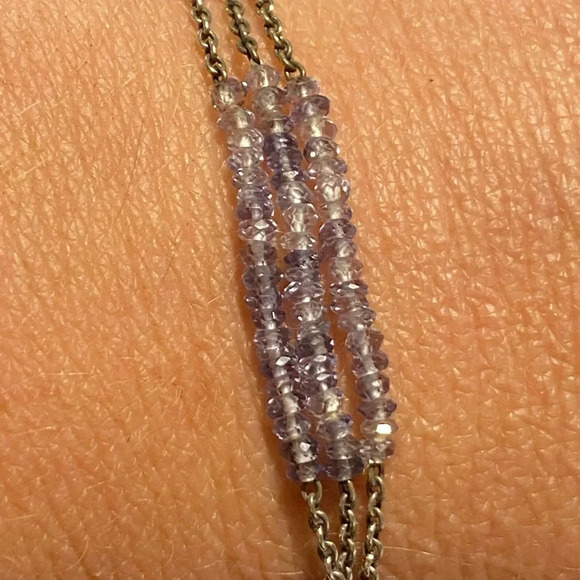 Amethyst and sterling silver multi-strand bracelet - Picture 1 of 5